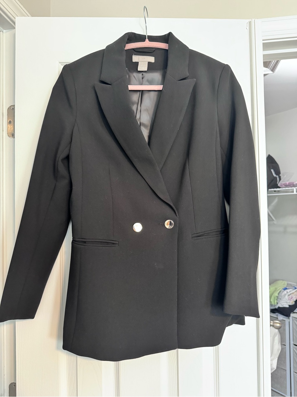 H&M Black Double-Breasted Blazer with Gold Buttons